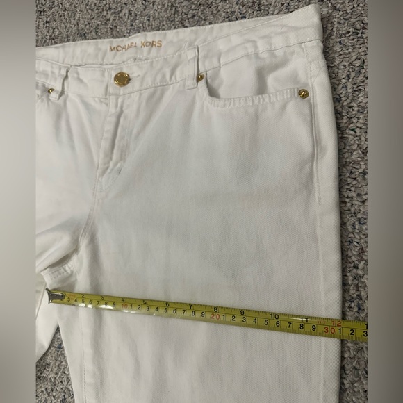 MICHAEL KORS womens size 10 Sexy Boyfriend ivory gold studded cuffed denim jeans - Picture 7 of 14